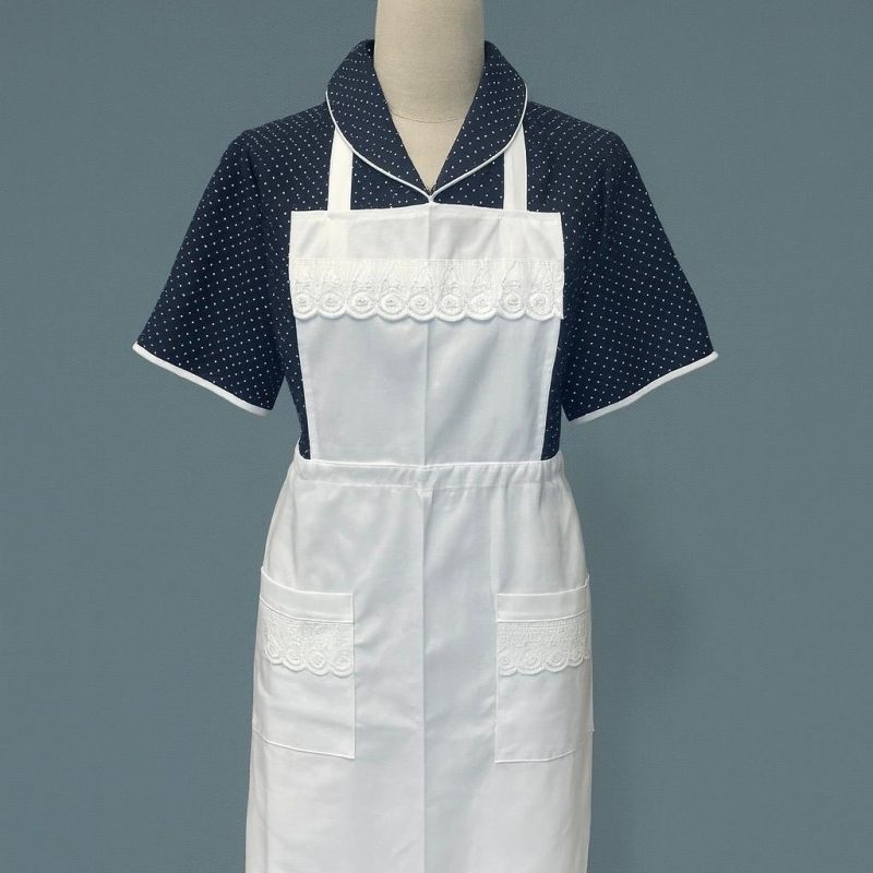 Delantal blanco con puntilla