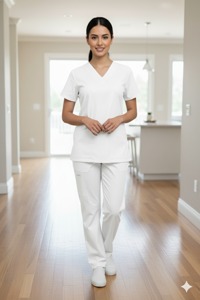 Conjunto casaca pico y pantalón blanco